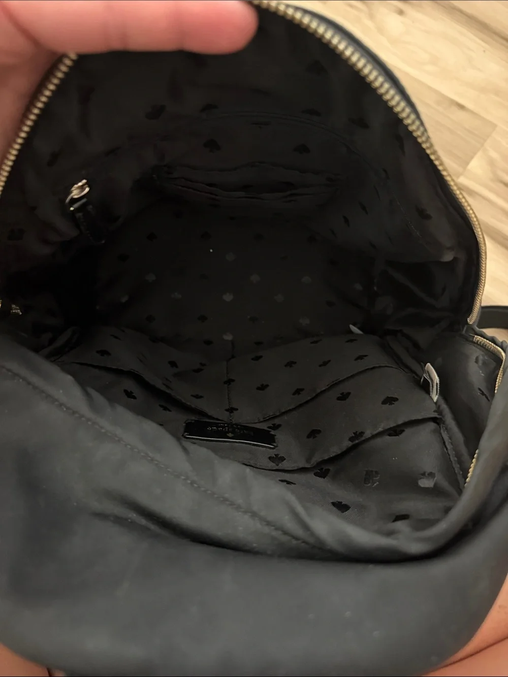 kate spade Black Nylon Mini Backpack with Heart Charm